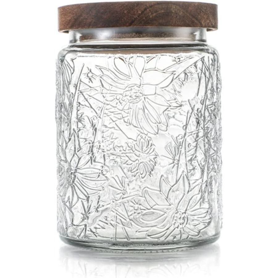 Tea Coffee Sugar Container - ANSQU Vintage Glass Jar with Lid