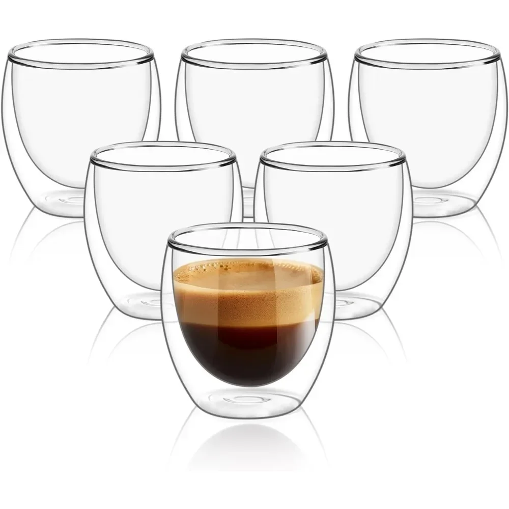 Coffee Tea And Sugar Set - 6 pcs Clear Double Wall Glass