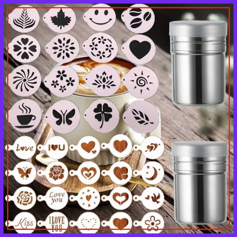 Coffee Stencil Art - 36 Coffee Stencils + 2 Mesh