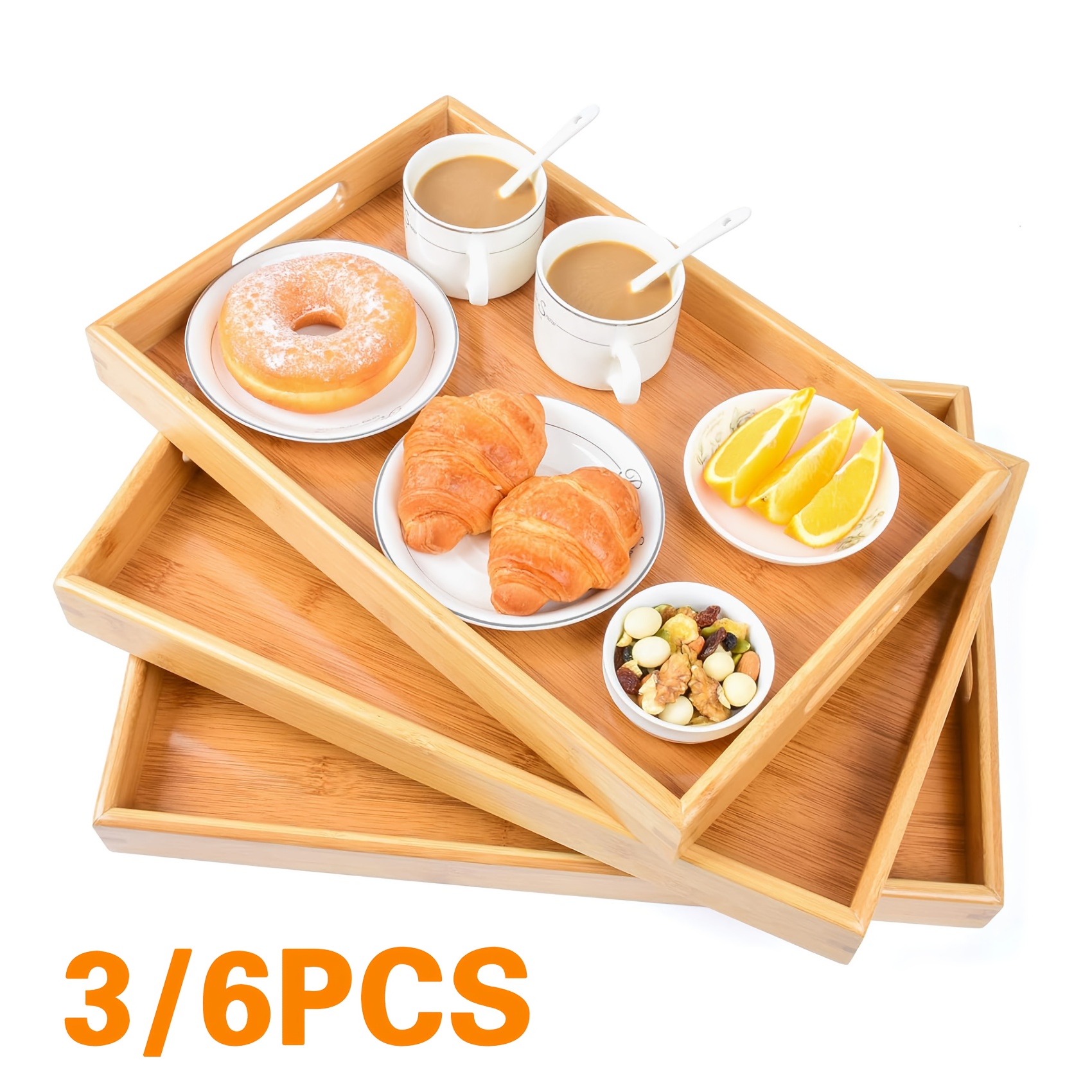 Bamboo Tea Tray - Bamboo Serving Tray Kitchen Food Tray