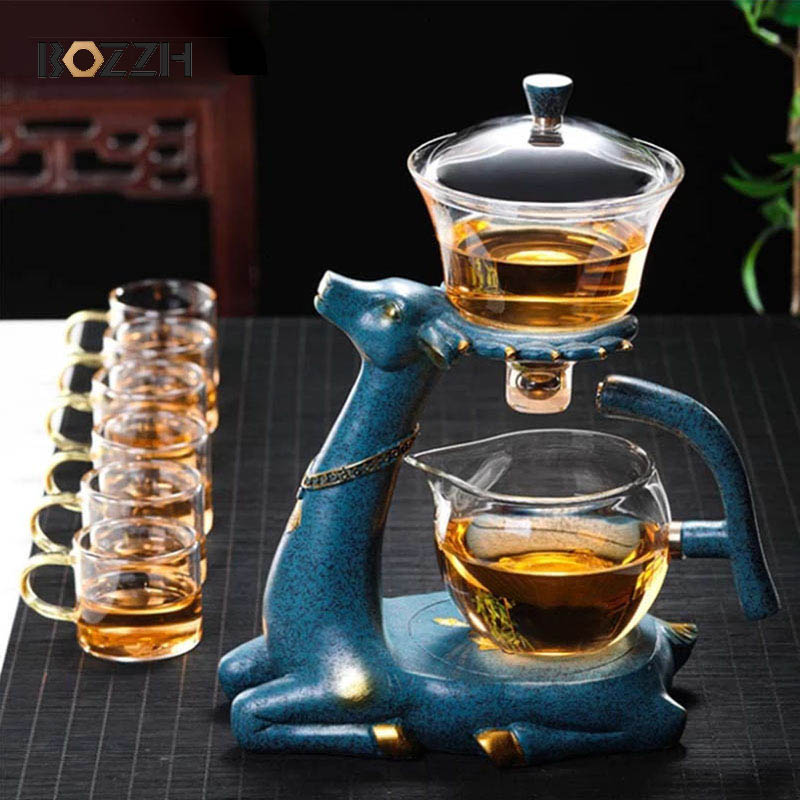 Gongfu Tea Set - BOZZH-Kungfu Glass Tea Set, Creative Deer