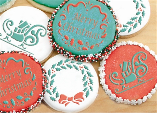 Coffee Stencil Art - 3pcs/set Merry Christmas Wreath Cookies Stencil
