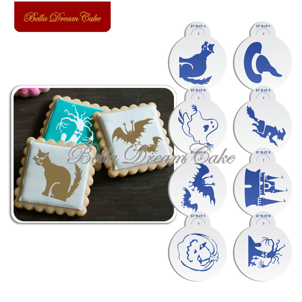 Coffee Stencil Art - Halloween Glost Hat Cat Cookies Stencils