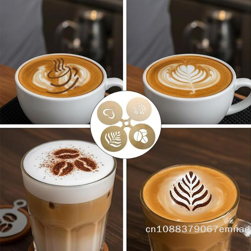 Coffee Stencil Art - [ZYAS]【xxx】4Pcs/Set Stainless Steel Coffee Stencil Art