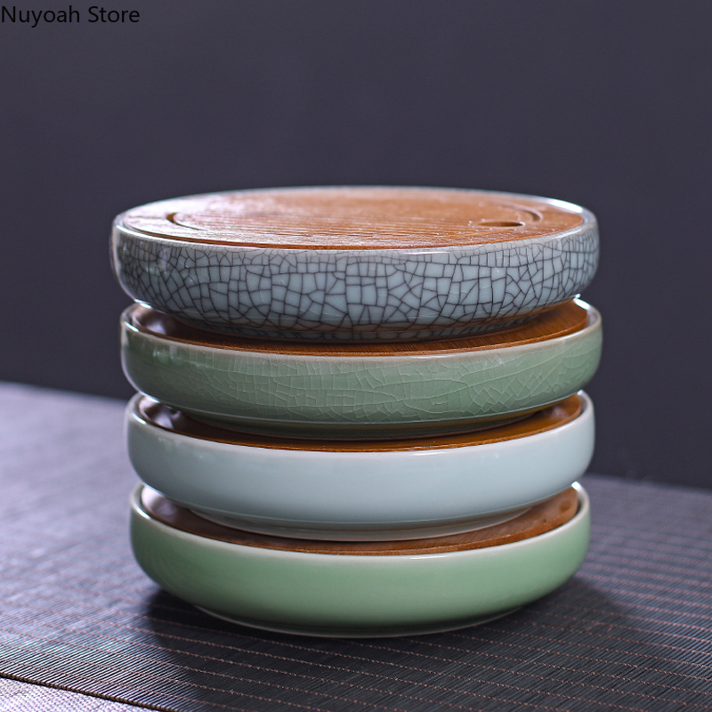 Bamboo Tea Tray - Ceramic Round Tea Tray Household Living