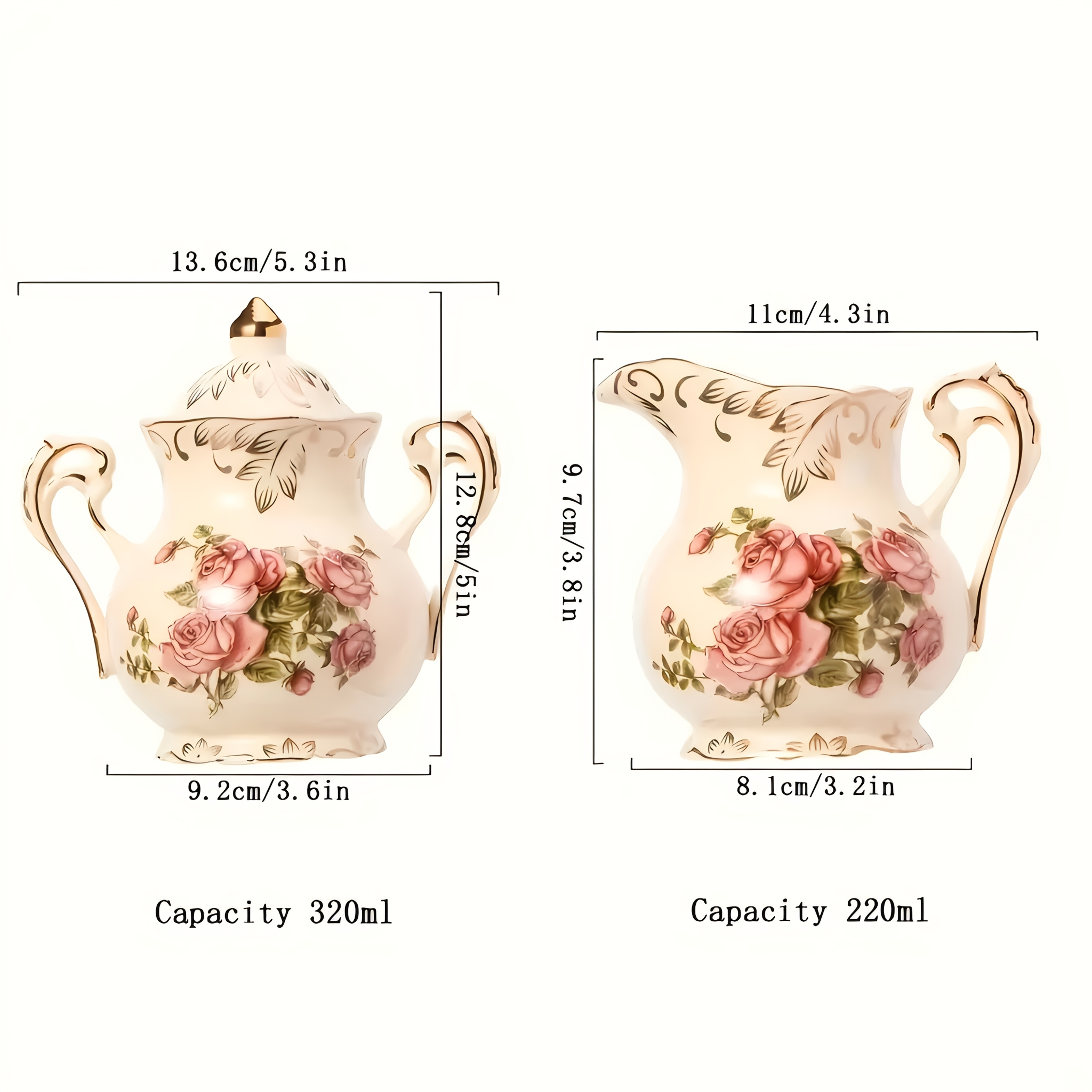 2pcs,Rose pattern ceramic milk - مراجعة Tea Coffee Sugar Container وسعره
