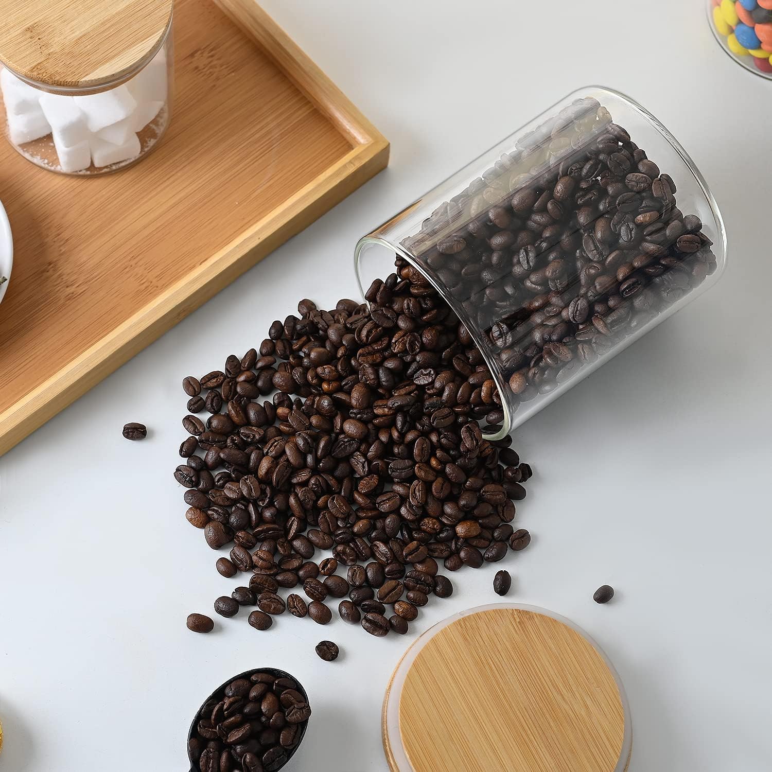 umieo Glass Food Storage Conta - مراجعة Tea Coffee Sugar Container وسعره