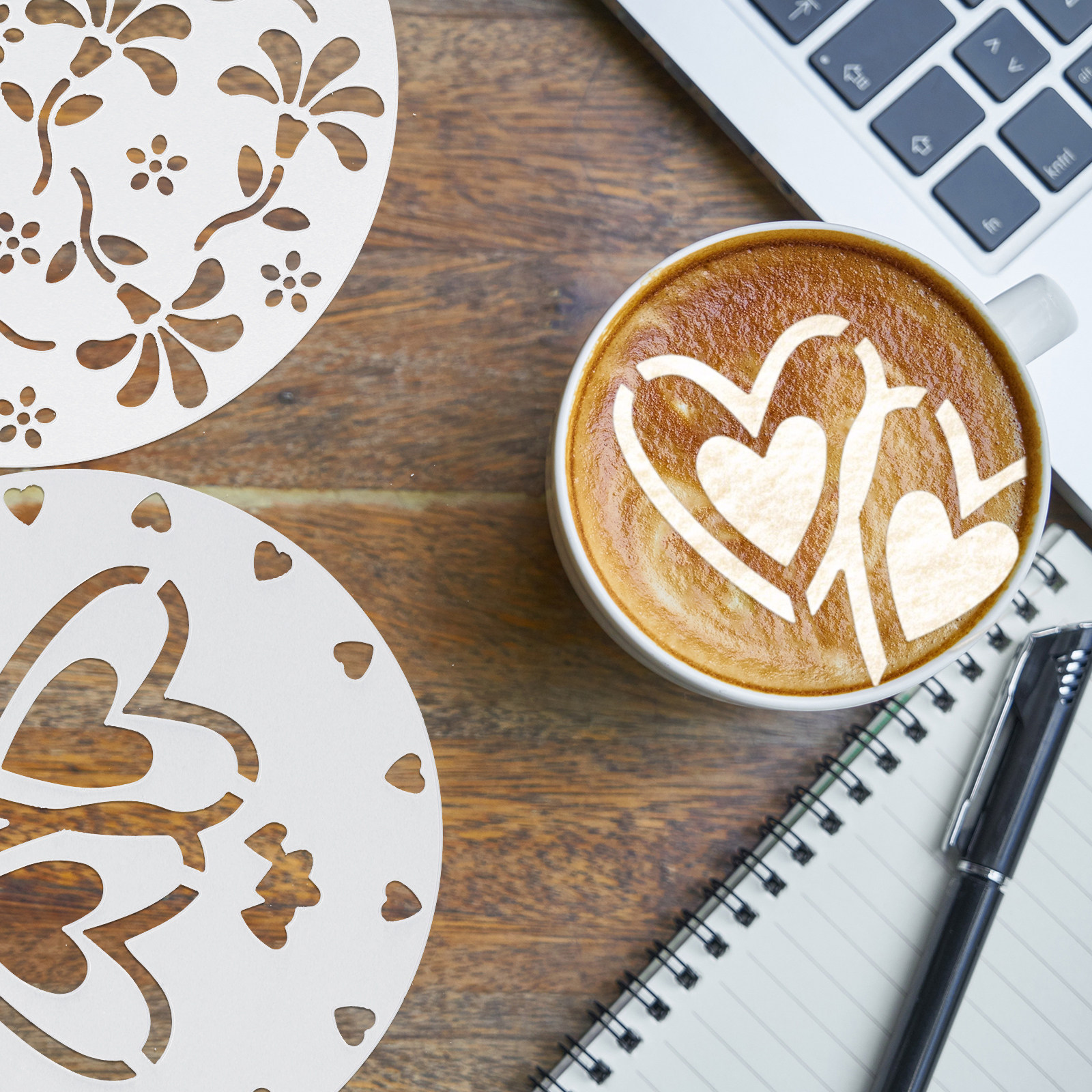 8Pcs Hollow DIY Cake Spray Ste - مراجعة Coffee Stencil Art وسعره
