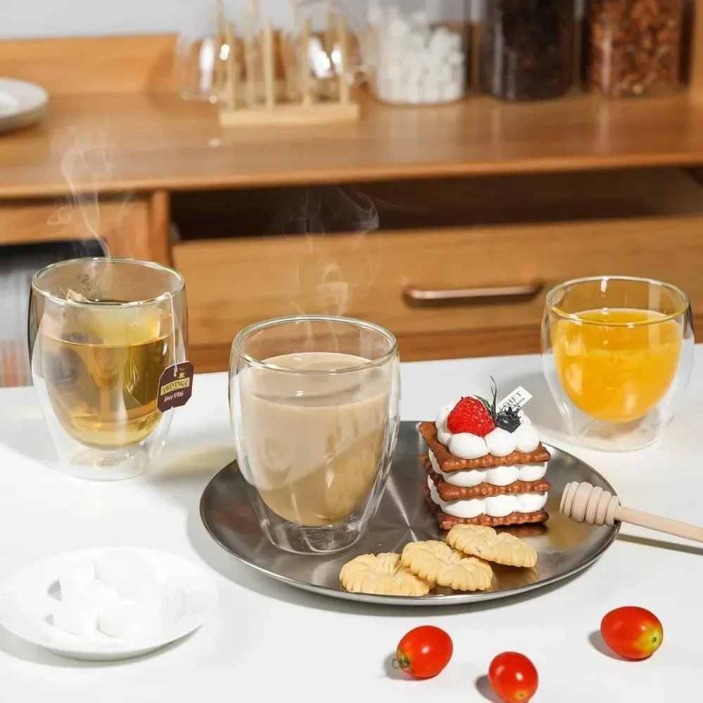 6 pcs Clear Double Wall Glass  - مراجعة Coffee Tea And Sugar Set وسعره