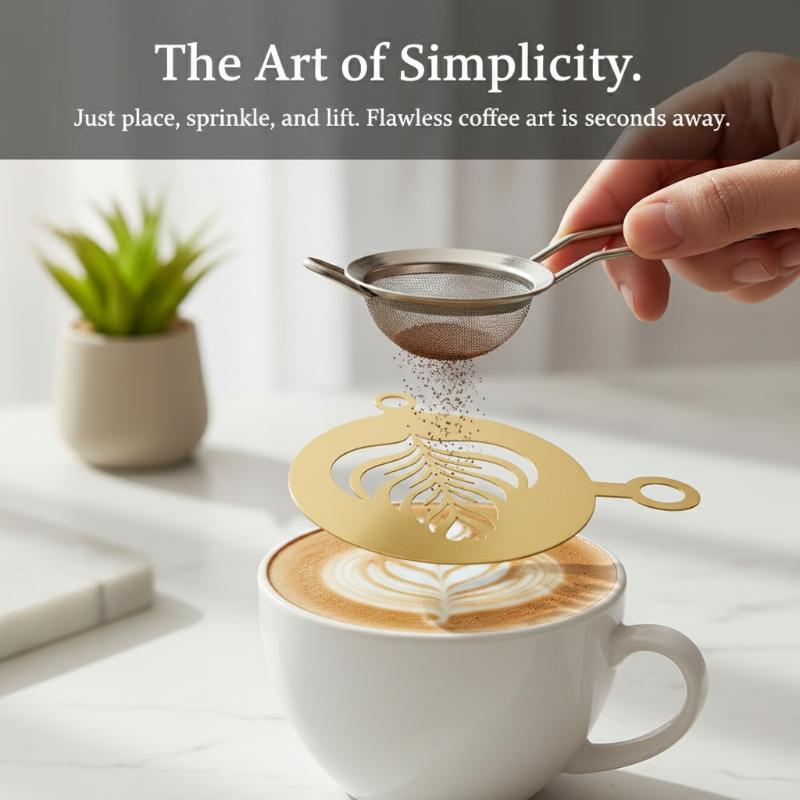 4Pcs Stainless Steel Coffee St - مراجعة Coffee Stencil Art وسعره