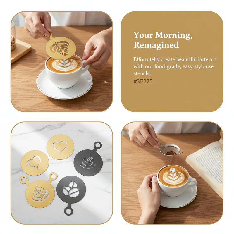 4Pcs Stainless Steel Coffee St - مراجعة Coffee Stencil Art وسعره