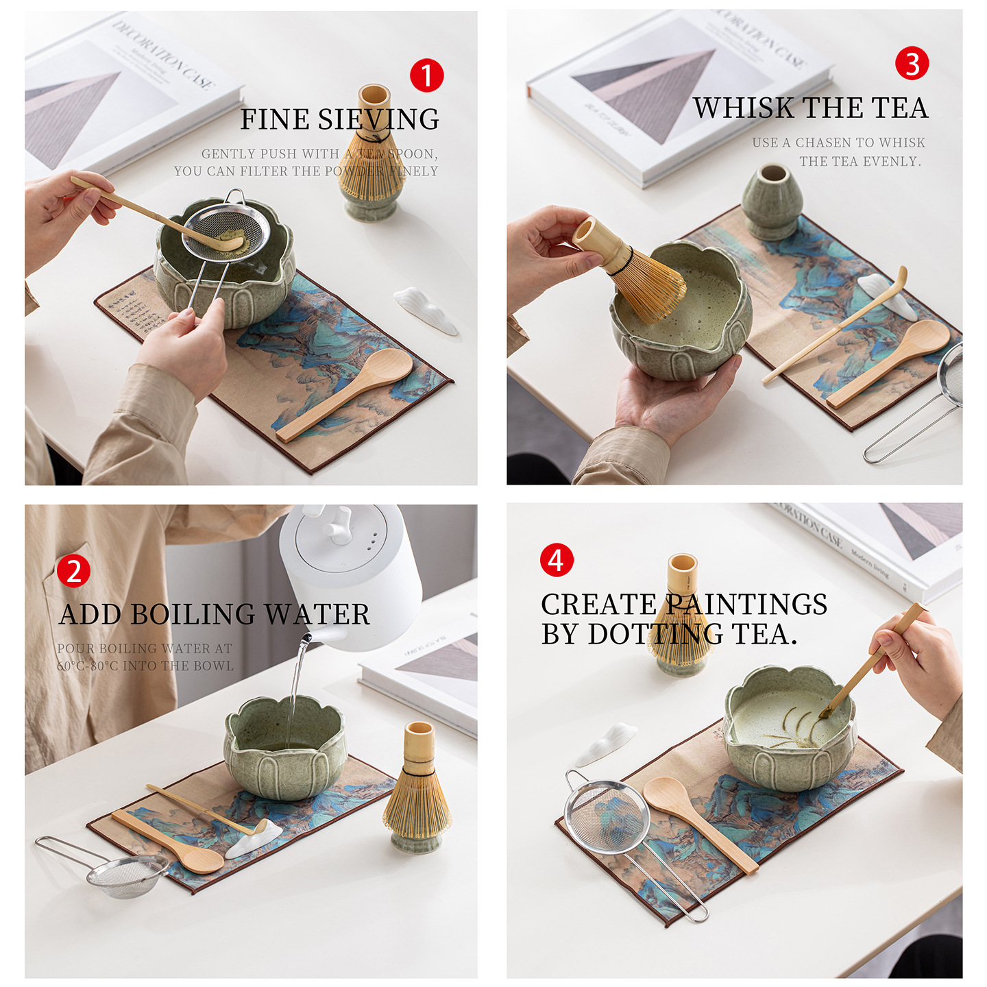 8PCS Lotus Pattern Matcha Tea  - مراجعة Matcha Whisk Set وسعره