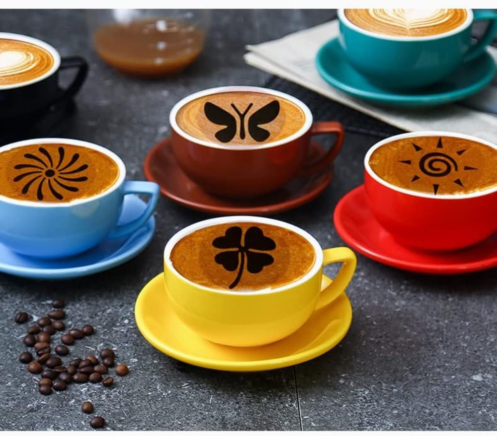 36 Coffee Stencils + 2 Mesh Po - مراجعة Coffee Stencil Art وسعره
