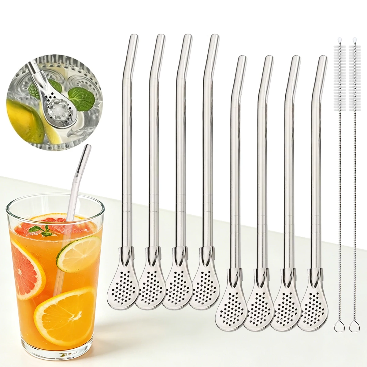 8pcs Filter Tea Straw Spoon Se - مراجعة Coffee Tea And Sugar Set وسعره
