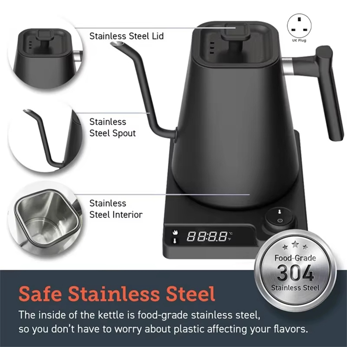 FZFZ Gooseneck Electric Kettle - مراجعة Coffee Tea Uk وسعره