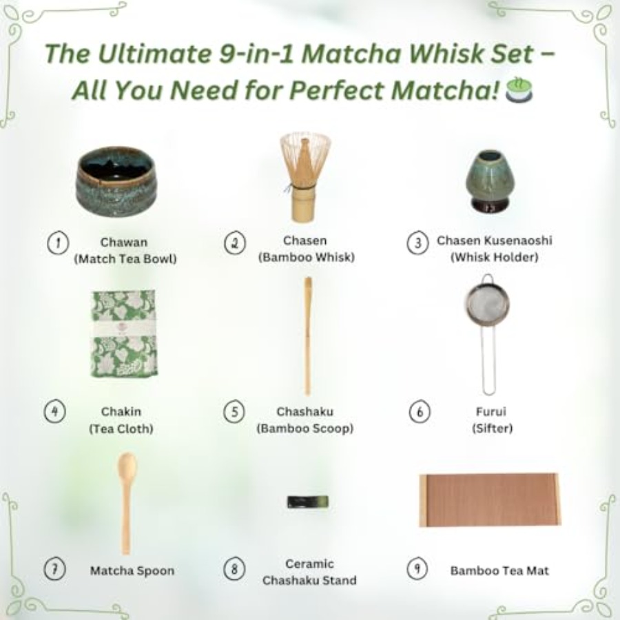 Matcha Whisk Set 9pcs Japanese - مراجعة Matcha Whisk Set وسعره