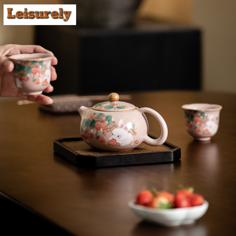 Antique Pink Ru Kiln Teacup St - مراجعة Gongfu Tea Set وسعره