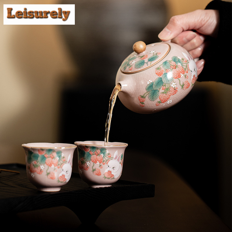 Antique Pink Ru Kiln Teacup St - مراجعة Gongfu Tea Set وسعره