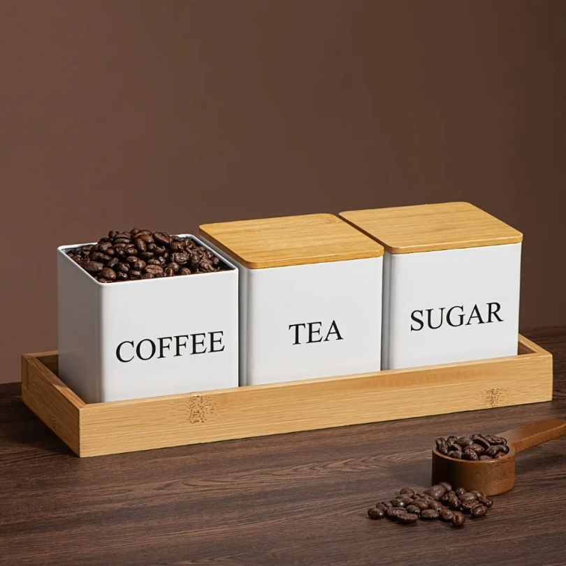 500ml Black White Box with Lid - مراجعة Tea Coffee Sugar Container وسعره
