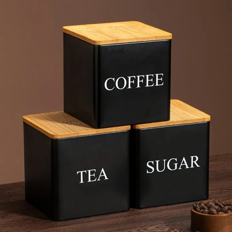 500ml Black White Box with Lid - مراجعة Tea Coffee Sugar Container وسعره