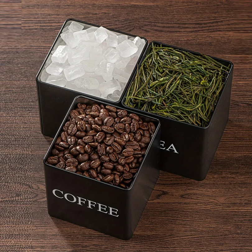 500ml Black White Box with Lid - مراجعة Tea Coffee Sugar Container وسعره