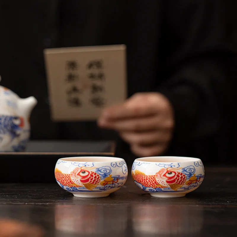 1PC White Jade Porcelain Drago - مراجعة Gongfu Tea Set وسعره