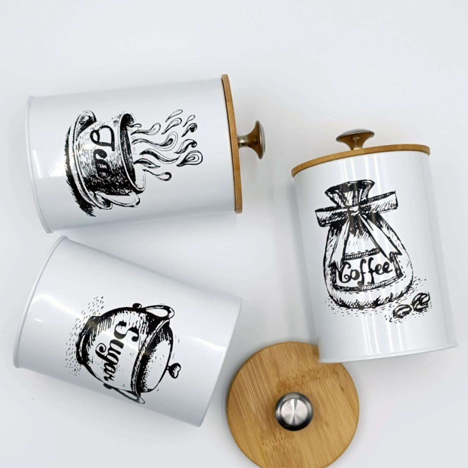 3Pcs Sealed Coffee Canister Se - مراجعة Tea Coffee Sugar Container وسعره