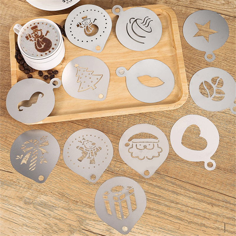 12pcs Stainless Steel Cafe Foa - مراجعة Coffee Stencil Art وسعره