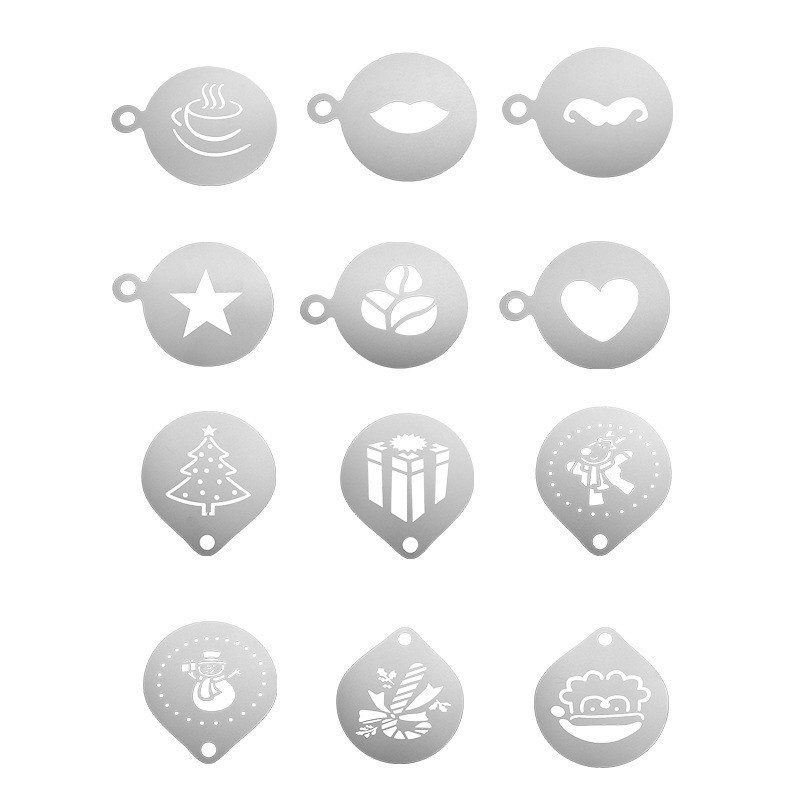 12pcs Stainless Steel Cafe Foa - مراجعة Coffee Stencil Art وسعره