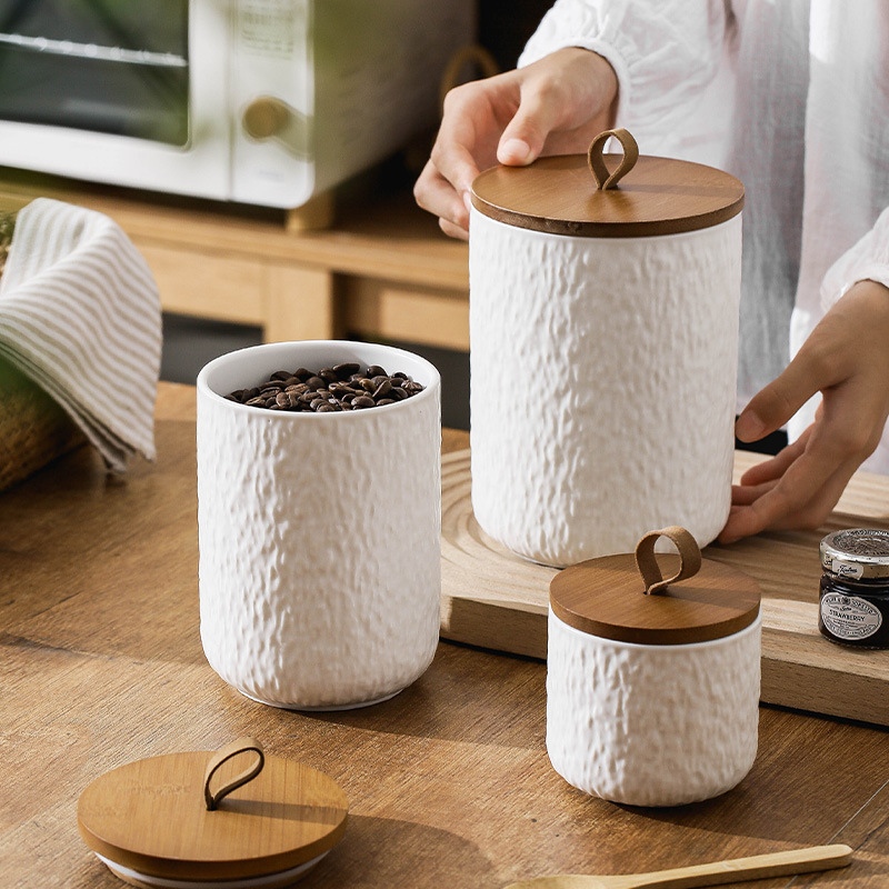 Rock Pattern Ceramic Tea Stora - مراجعة Tea Coffee Sugar Container وسعره