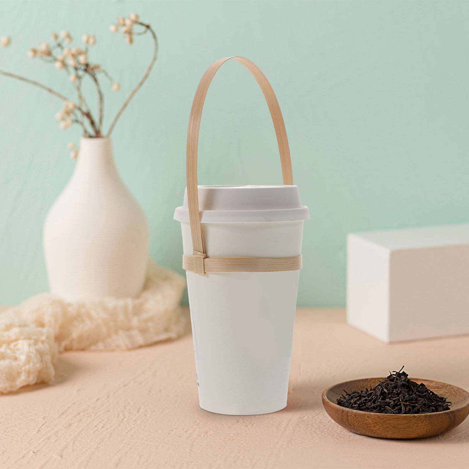 10Pcs Bamboo Drink Cup Carrier - مراجعة Bamboo Tea Tray وسعره