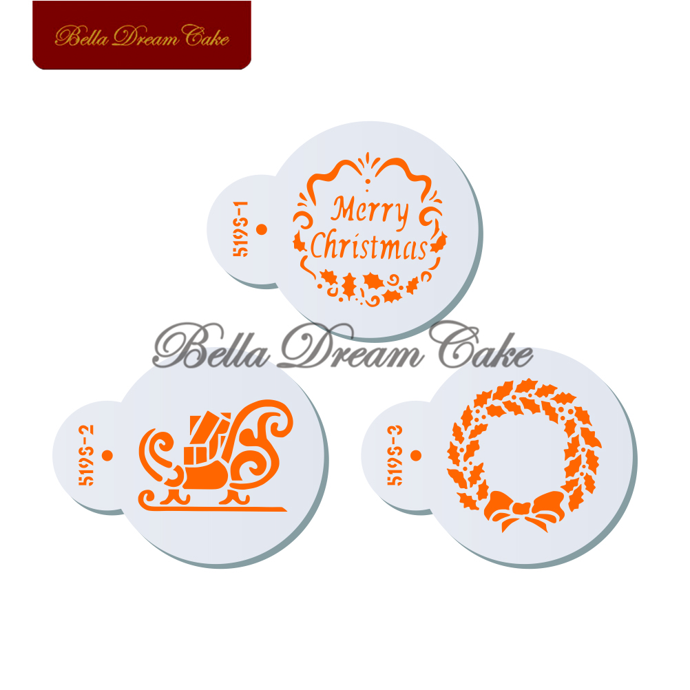 3pcs/set Merry Christmas Wreat - مراجعة Coffee Stencil Art وسعره