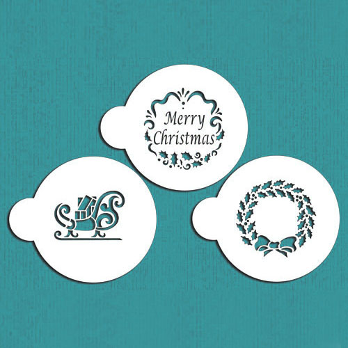 3pcs/set Merry Christmas Wreat - مراجعة Coffee Stencil Art وسعره