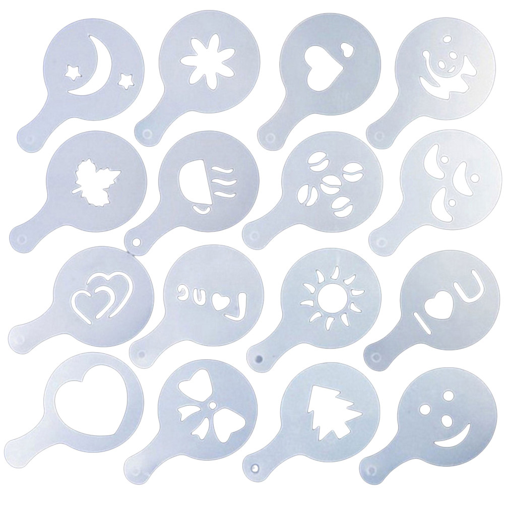 16Pcs Coffee Art Stencils Temp - مراجعة Coffee Stencil Art وسعره