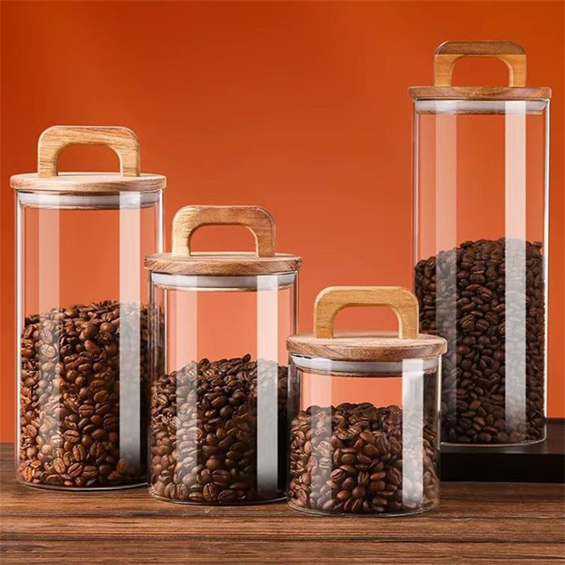 Clear Glass Jar with Bamboo Li - مراجعة Tea Coffee Sugar Container وسعره