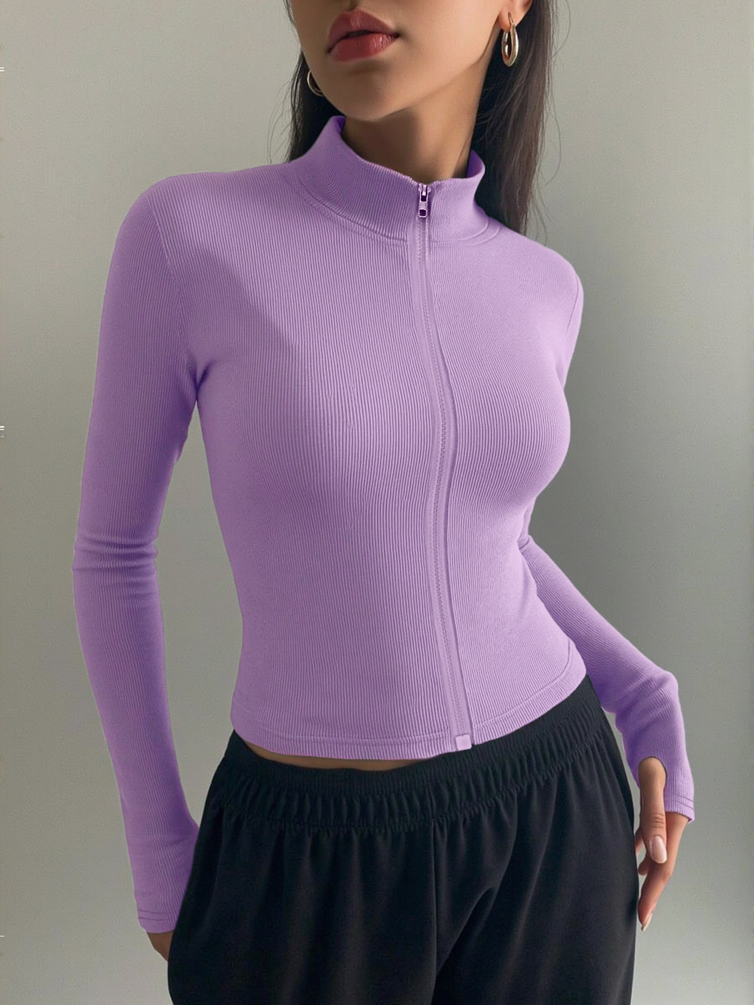 Casual Ribbed High Neck Zip-Up - مراجعة Coffee&Tea House Opinie وسعره
