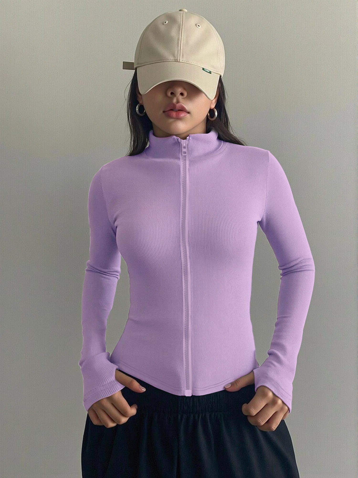 Casual Ribbed High Neck Zip-Up - مراجعة Coffee&Tea House Opinie وسعره
