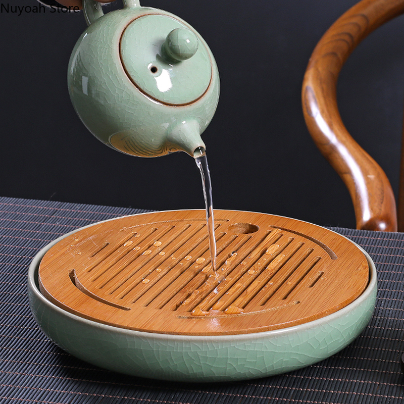 Ceramic Round Tea Tray Househo - مراجعة Bamboo Tea Tray وسعره
