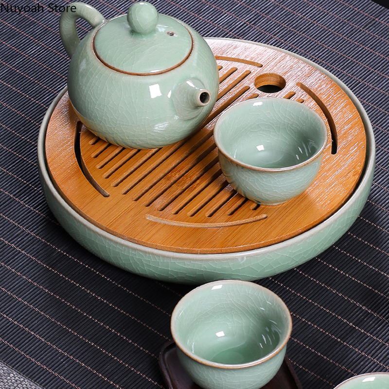 Ceramic Round Tea Tray Househo - مراجعة Bamboo Tea Tray وسعره