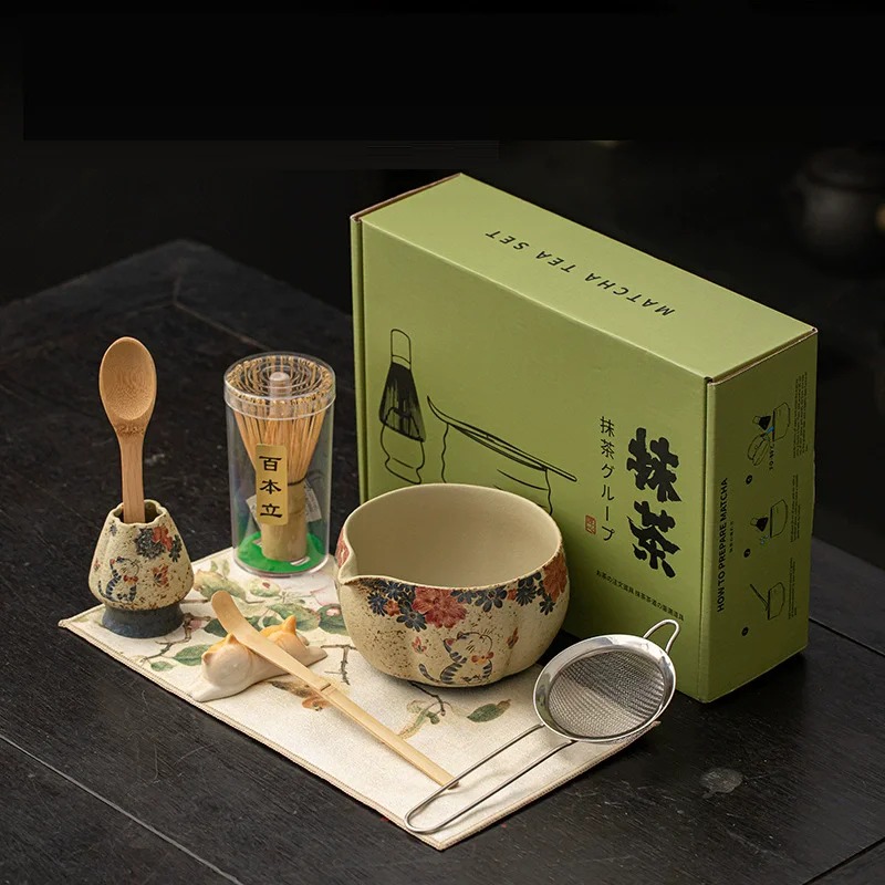 8PCS Japanese Flint red Matcha - مراجعة Matcha Whisk Set وسعره