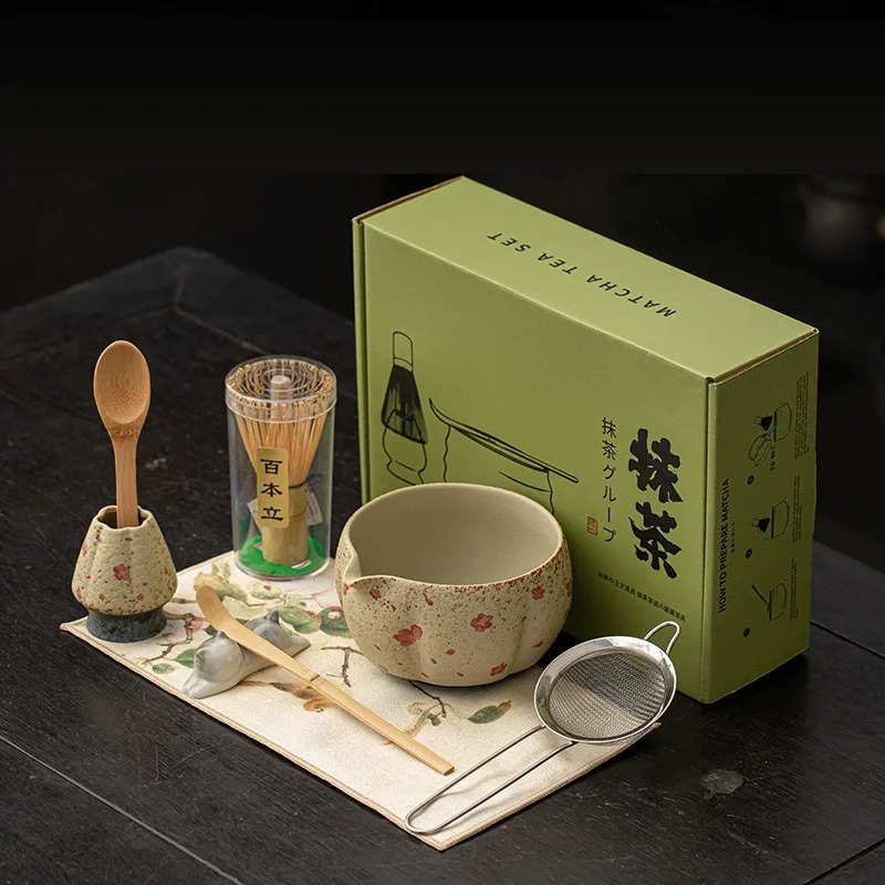 8PCS Japanese Flint red Matcha - مراجعة Matcha Whisk Set وسعره