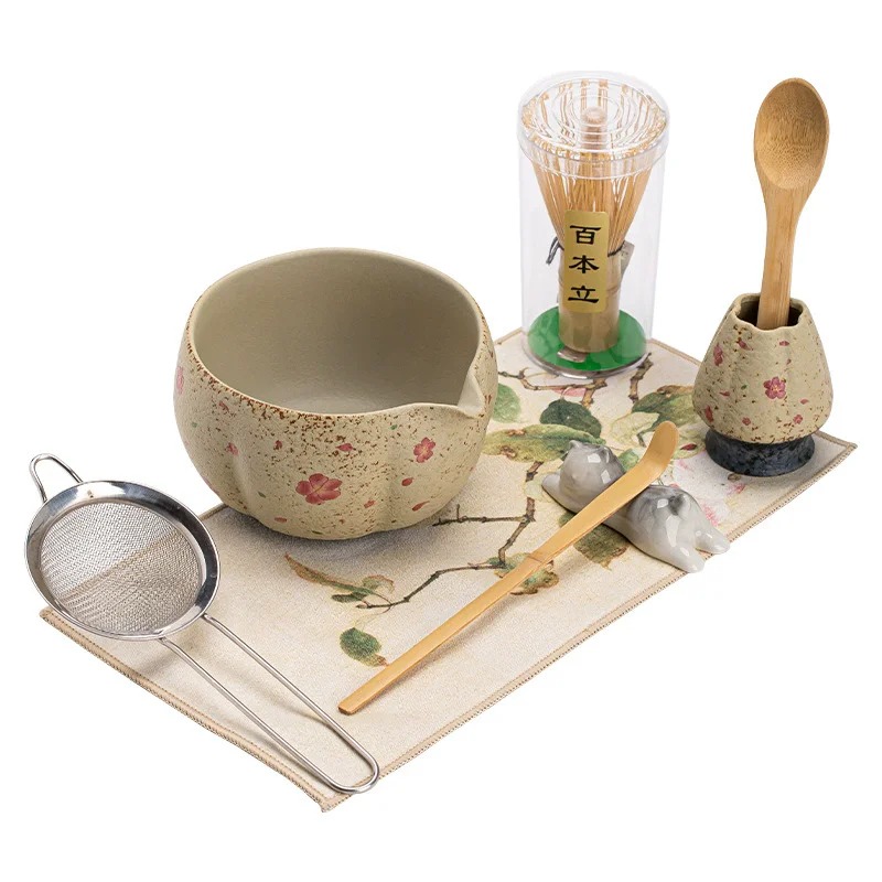 8PCS Japanese Flint red Matcha - مراجعة Matcha Whisk Set وسعره