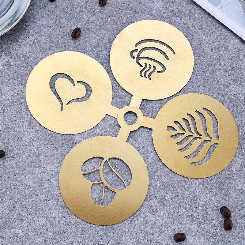 4PCS/Set  Stainless Steel Coff - مراجعة Coffee Stencil Art وسعره