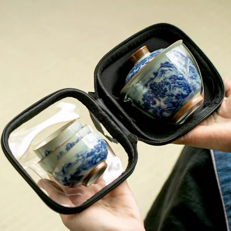 Chinese Retro Blue and White P - مراجعة Gongfu Tea Set وسعره