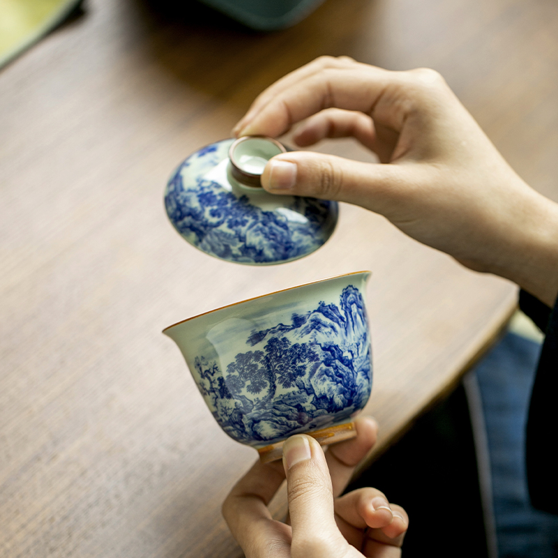 Chinese Retro Blue and White P - مراجعة Gongfu Tea Set وسعره